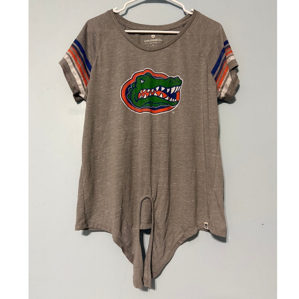 Colosseum Florida Gators Women's Large Gray Tie Front Short Sleeve Tee 2181